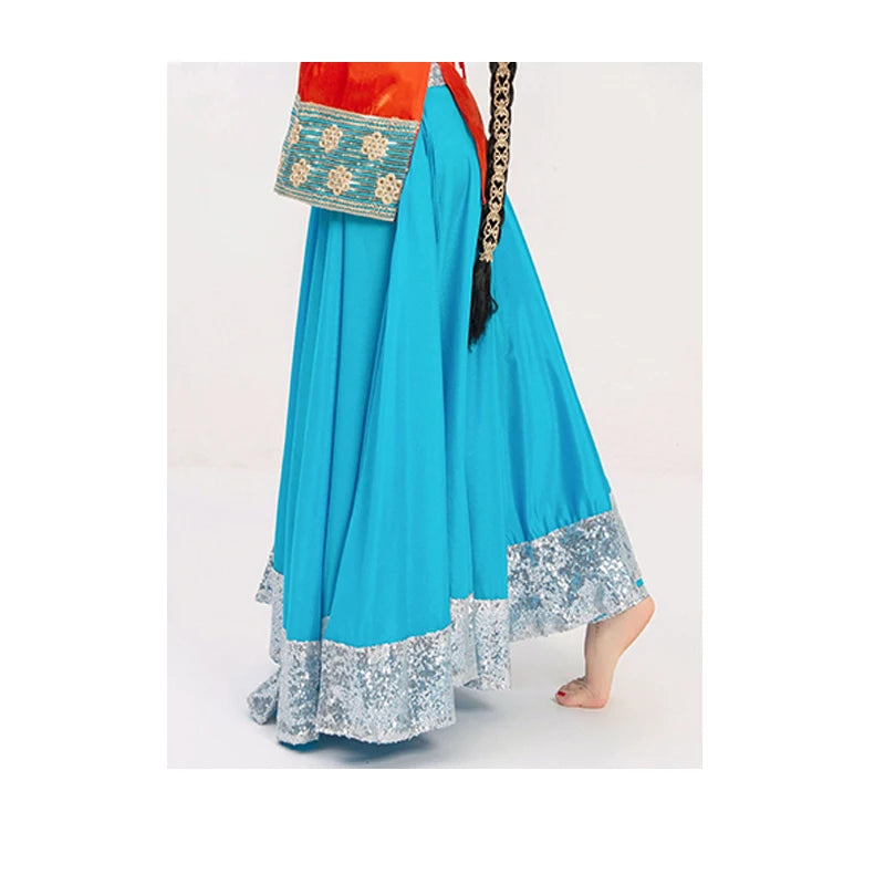 Indian Dance Skirt For Women Adult Big Swing Saree Clothes Oriental Dance Stage Performance Costumes 720 Degree Skirt DQL6990