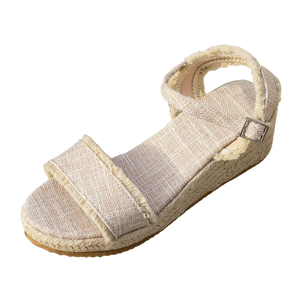 Women'S Platform Wedge Sandals Lightweight Summer Strap Casual Rope Sole Bohemian Increased Height Outdoor Wedge Sandals