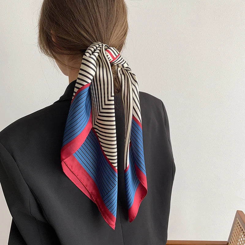 Scarf 100% Silk Square Scarves Women Satin Luxury Lady Bandana Print Scarf Head Band Hair Shawl Wrap Neckerchief