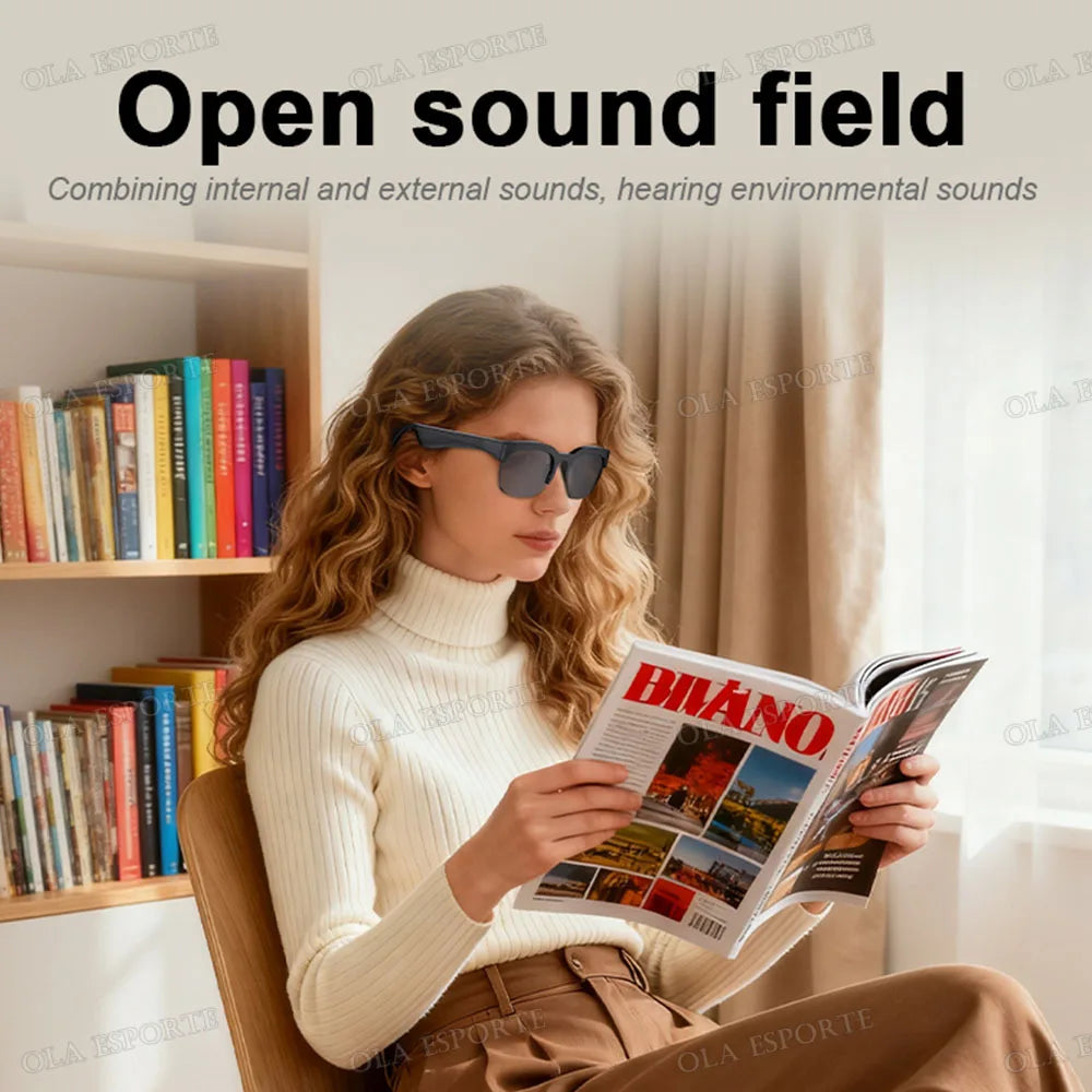 New Smart Bluetooth V5.3 Sunglasses Glasses Call Outdoor Sports Headphones HIFI Black Technology Anti-touch UV For Men And Women
