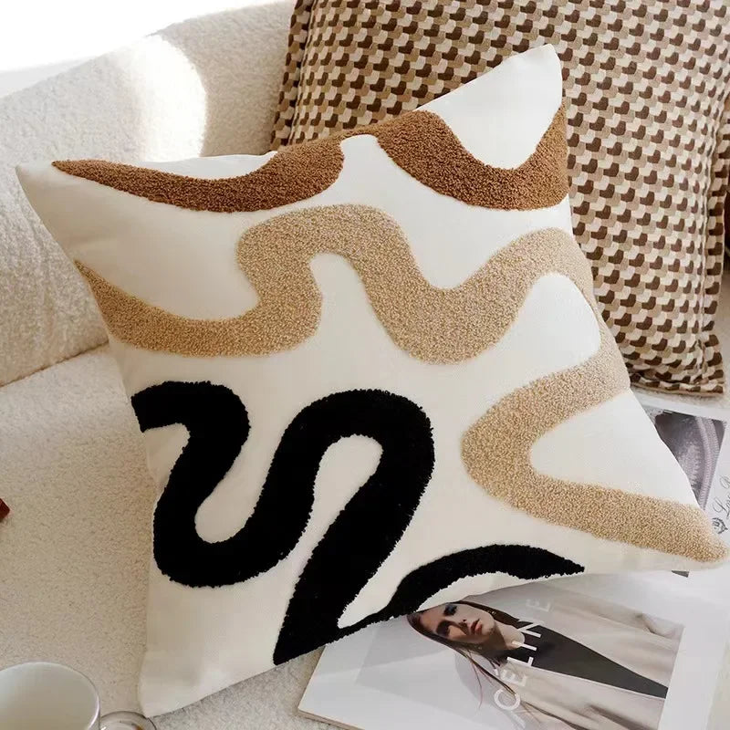 45x45CM Brown Vintage Nordic Throw Pillow Cover Cream Light luxury Sofa Cushion Waist Cover Simple Decorative Pillowcase
