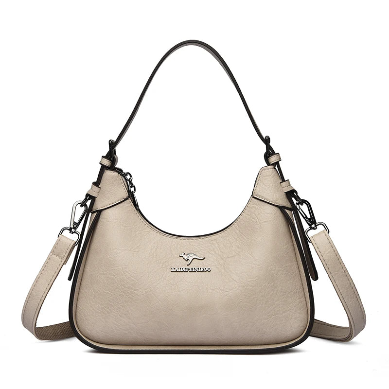 Genuine Brand Soft Pu Leather Shoulder Bag Luxury Women's Crossbody Messenger Bag Designer Female Hobo Handbag Sac A Main Purses