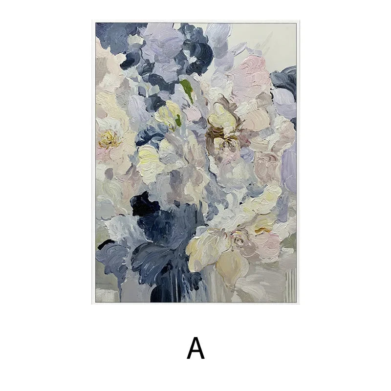 Pure hand-painted oil French art light luxury texture flower hanging painting fantasy vertical romantic decorative painting mod