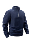 Men's Fleece Half Zipper Hoodie Autumn Winter Casual Stand Collar Pullover Soft Warm Windproof Long Sleeve Sweatshirt Streetwear