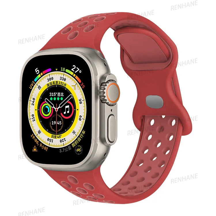 Strap For Apple Watch Ultra 7 8 9 41mm 45mm 40 44 42mm for nike sport Band iWatch serie SE 6 49mm Silicone Breathable bracelet
