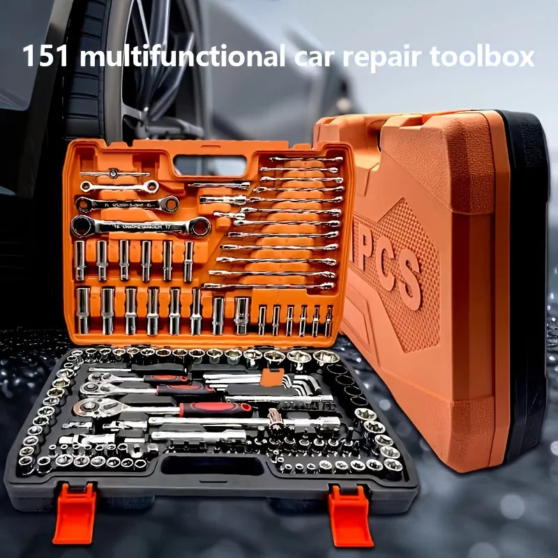 151/46-piece set of automotive machinery tool kits - ratchet torque wrench, integrated solution for motorcycle repair tools