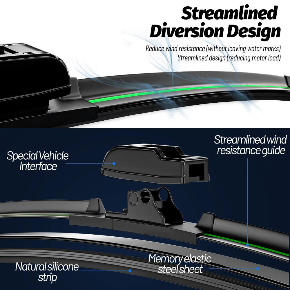 Car Windshield Wiper Blades Hook Universal U-type Soft Rubber Wiper 14"15" 16" 17" 18" 19" 20" 21" 22" 23" 24" 25" 26" 28"