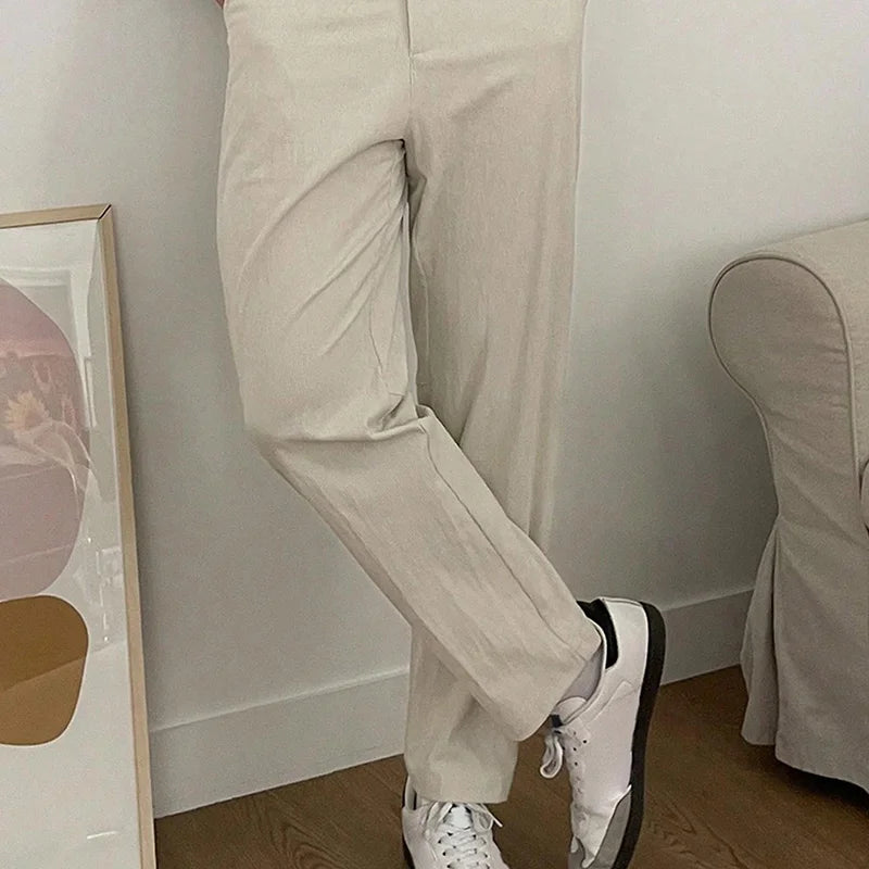 New Men's Drapey Dress Pants, Slightly Tapered, Loose Fit, Korean Style, Elegant and Casual, Solid Color, with a High-End Drape Effect