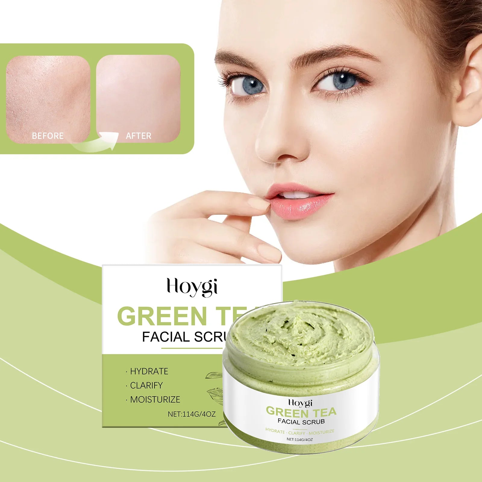Green Tea Facial Scrub: Cleanses Pores Moisturizes Gently Exfoliates Enhances Skin Radiance, And Deeply Nourishes Facial Skin