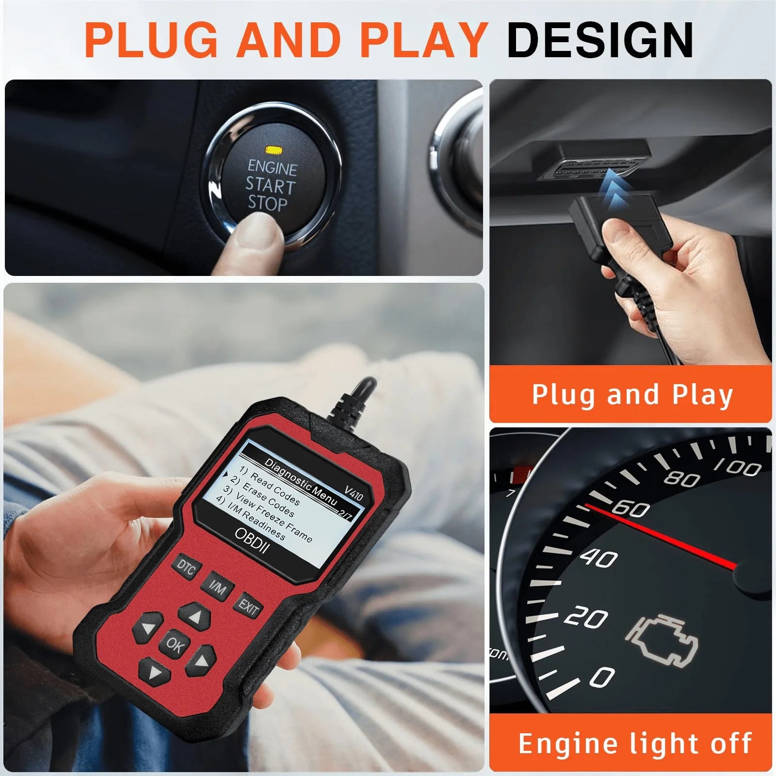 Enhanced Universal Obd Ii Scanner Car Engine Fault Code Reader Can Diagnostic Scan Tool, Reads and Clears Error Codes for 1996 or Later Vehicles.