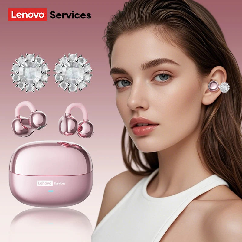 Choice Lenovo LE302 OWS Ear clip Wireless Earphones Low Latency HD Call Bluetooth Headphones HiFi Music Sport Fashion Earbuds
