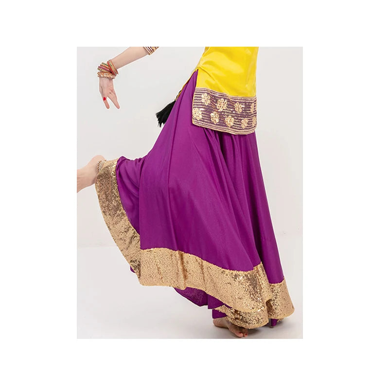 Indian Dance Skirt For Women Adult Big Swing Saree Clothes Oriental Dance Stage Performance Costumes 720 Degree Skirt DQL6990