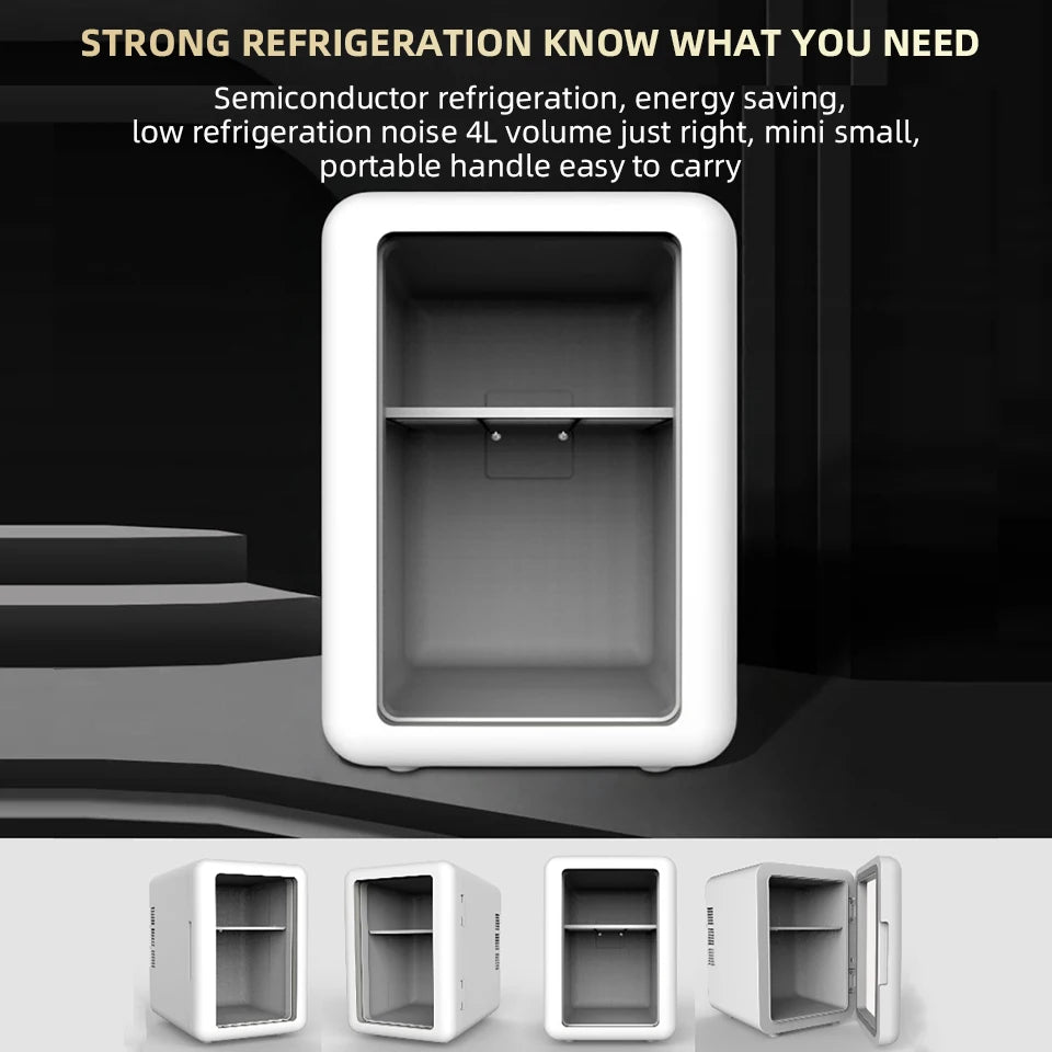 12V/220V 4L Small Refrigerator Mini Car Home Dual-use Refrigeration Cosmetics Refrigeration Heat Adjustable For Camping Travel