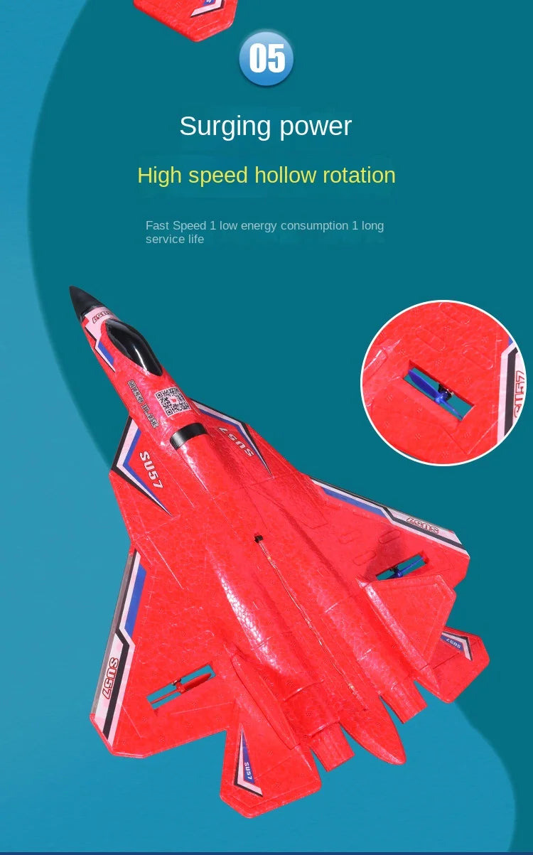 Rc Plane SU 57 Radio Controlled Airplane with Light Fixed Wing Hand Throwing Foam Electric Remote Control Plane