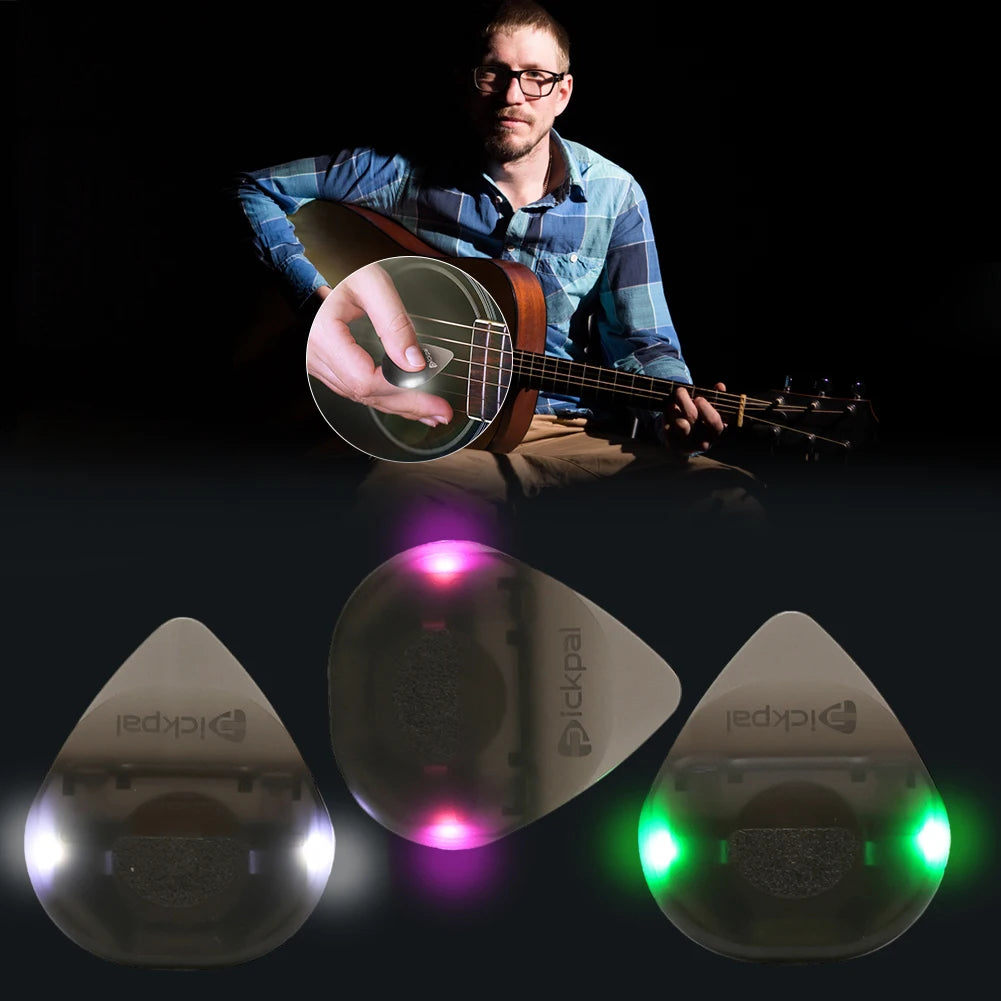 Guitar Picks Medium Picks Non-slip Guitar Picks Jazz Plectrum with High-Sensitivity LED Light Stringed Instrument Plectrum