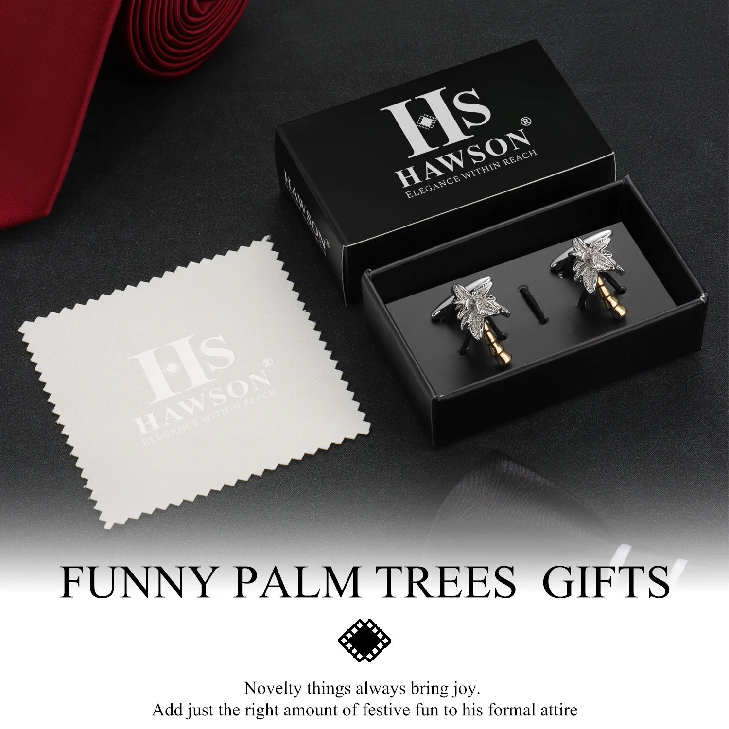 Palm Tree Cuff Links Men's Two - Tone Gold Silver Cufflinks Novelty Tropical Style Tie Accessory for Party Beach Themed Events