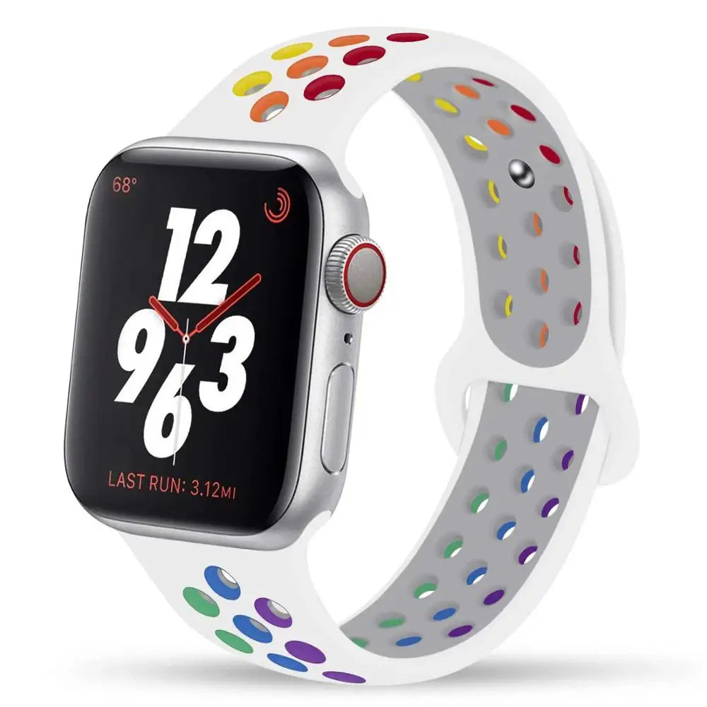 Silicone Strap For Apple Watch Band 45mm 44mm 40mm 49mm 41mm 38mm 42mm Sport bracelet iWatch Ultra 2 Series 9 8 7 6 se for nike