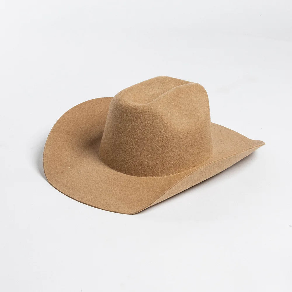USPOP 100% Wool Cowboy Hat Unisex Wide Brim Felt Hat Solid Color Classic Fedora Style Multiple Sizes S–XL Autumn Winter