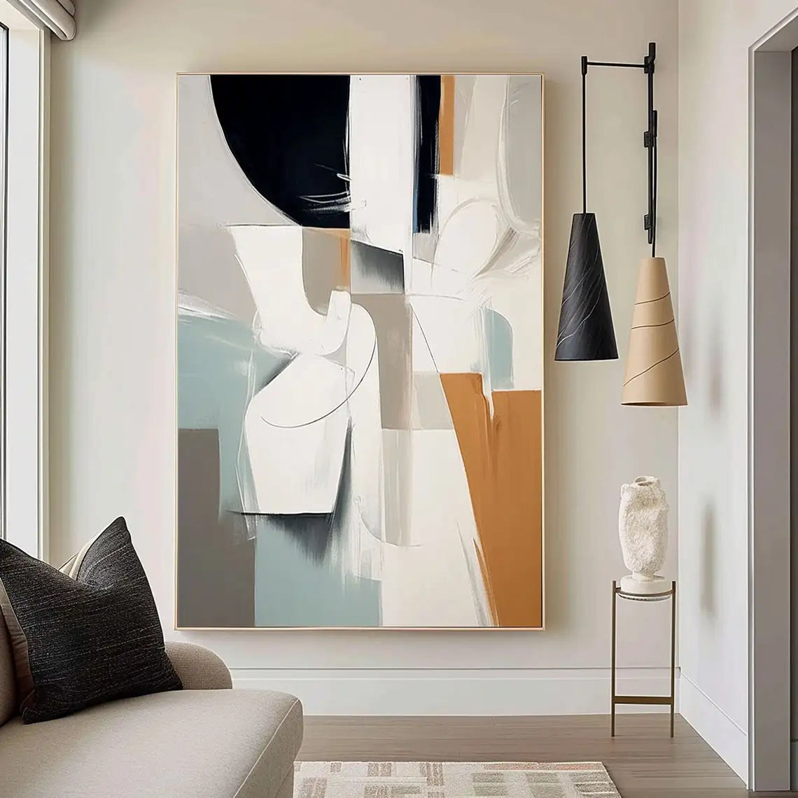 Brown Beige Black Texture Painting Mural Brown Beige Black Minimalist Abstract Painting Modern Abstract Artwork Scandinavian