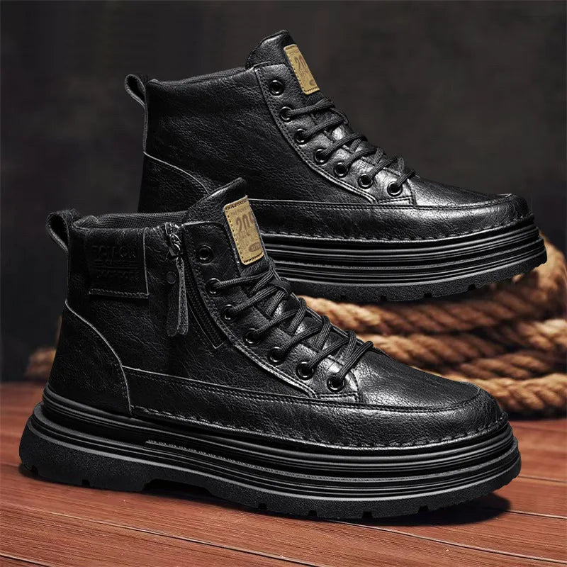 Men's high top boots new casual fashion comfort casual boots wear-resistant height increasing versatile high top workwear boots