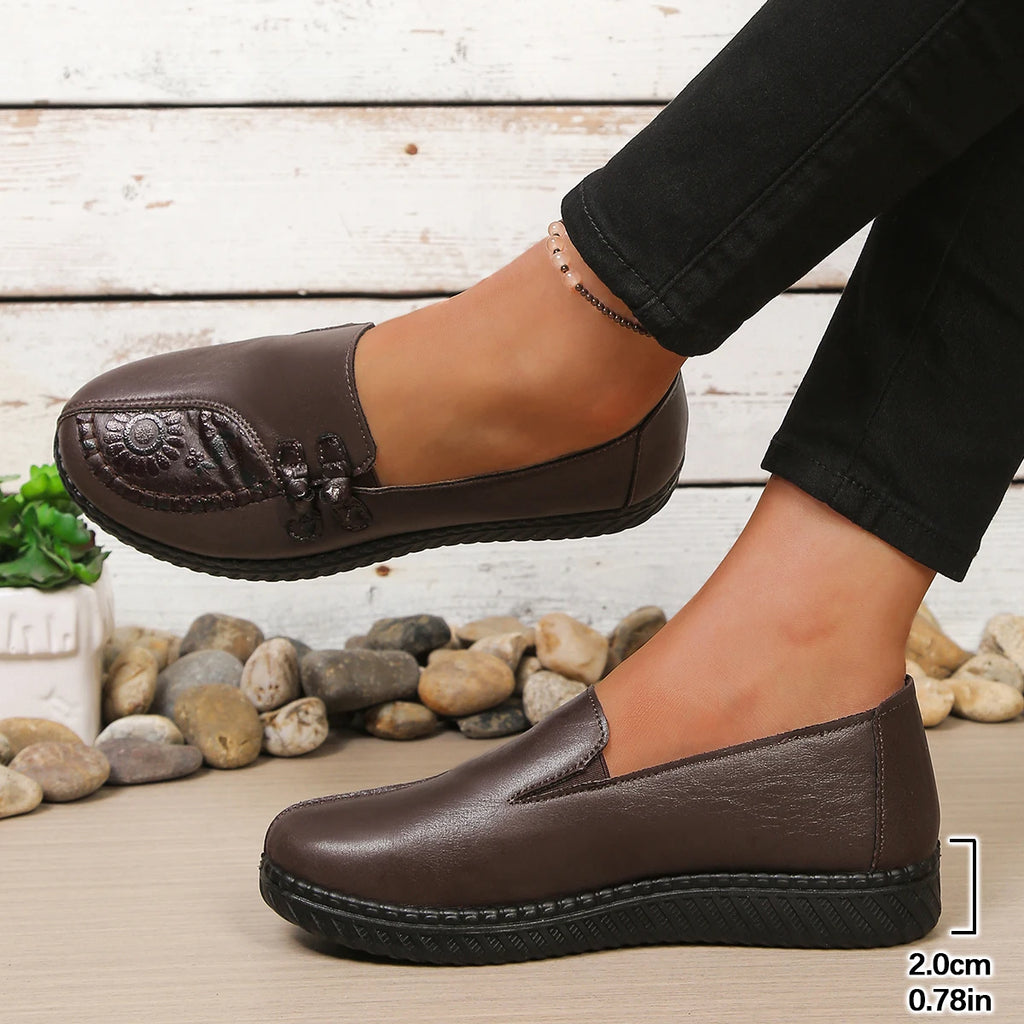 Women's shoes, mom's casual shoes, leather flat shoes, best-selling, elegant and comfortable loafers, free shipping shoes