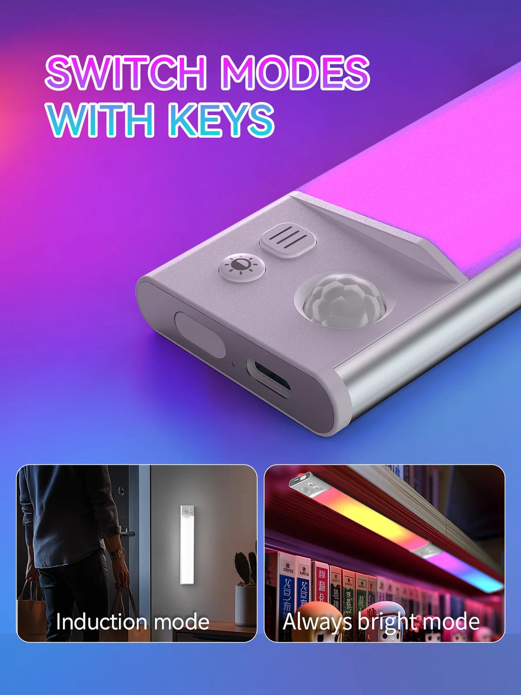 Smart Ambient Sensor Light with Dual Induction & 5 Color Effects