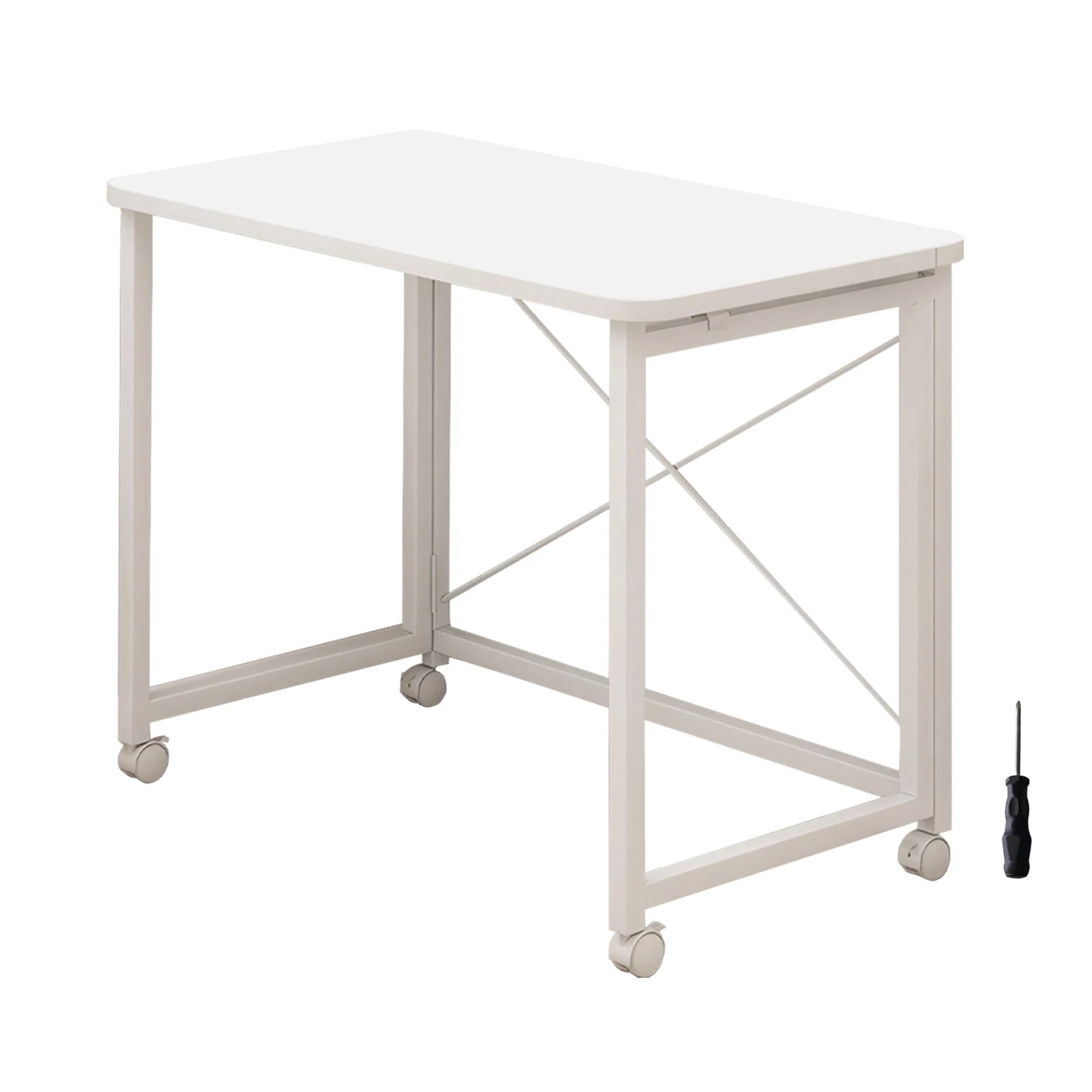 60x40 Small Pulley Table Space Saving Movable Rectangular Table Waterproof Standing Study Table for Home Office Computer Desk