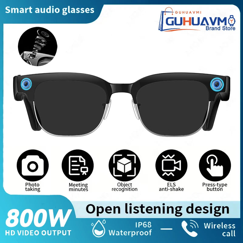 2026 New Smart AI Glasses 800W Shooting Camera HD Photo Video Voice Call Translation Waterproof Bluetooth AI Motorcycle Glasses