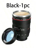 Camera Lens Mug Creative Camera Lens Stainless Steel Cup With Lid Portable Gift Cup For Outdoor Travel Camping For Photographers