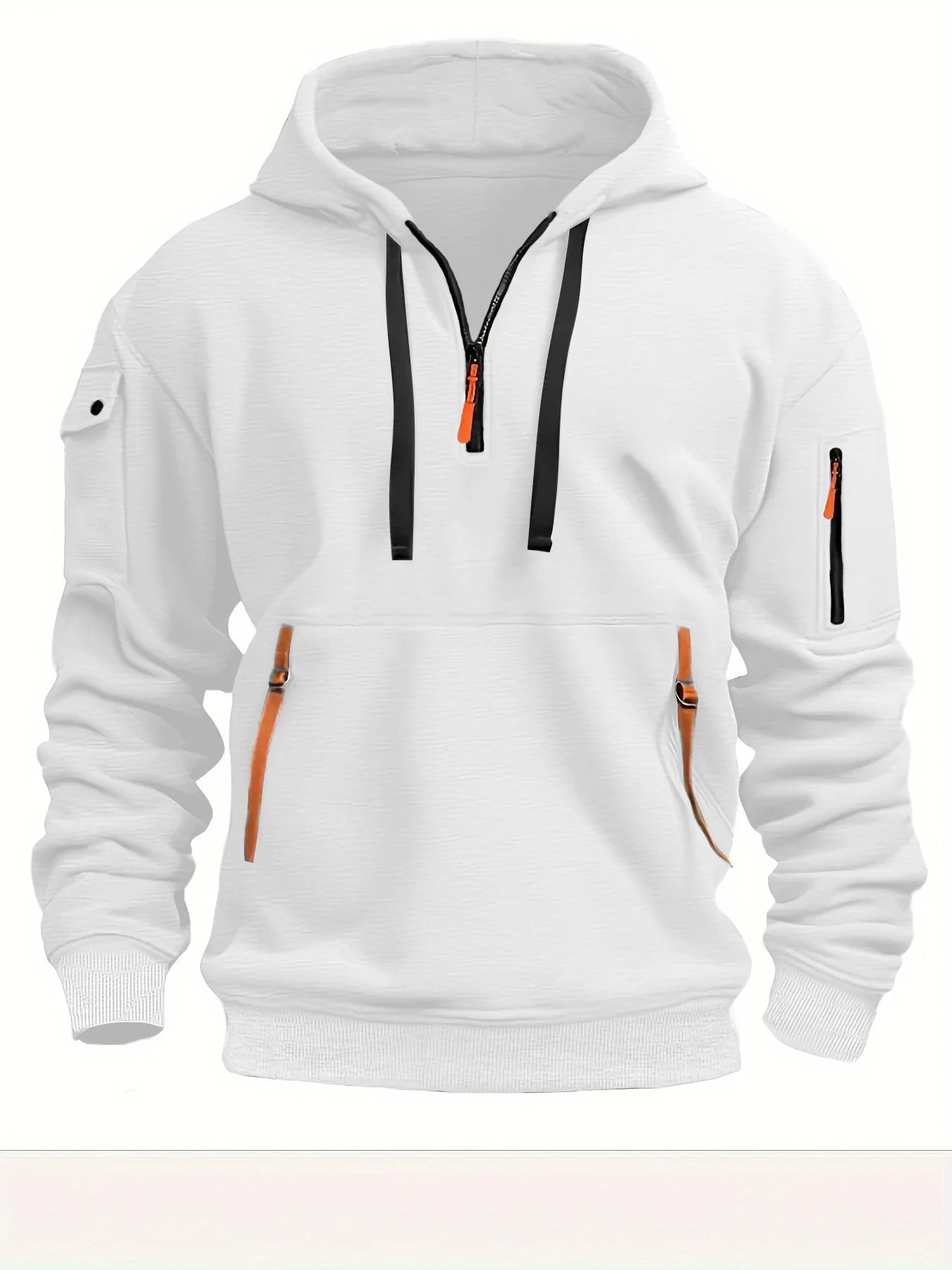 Half Zipper Men's Tactical Hoodies Solid Warm Fleece Military Sweatshirts Multi Pockets Male Hooded Jackets Thick Outdoor Polar
