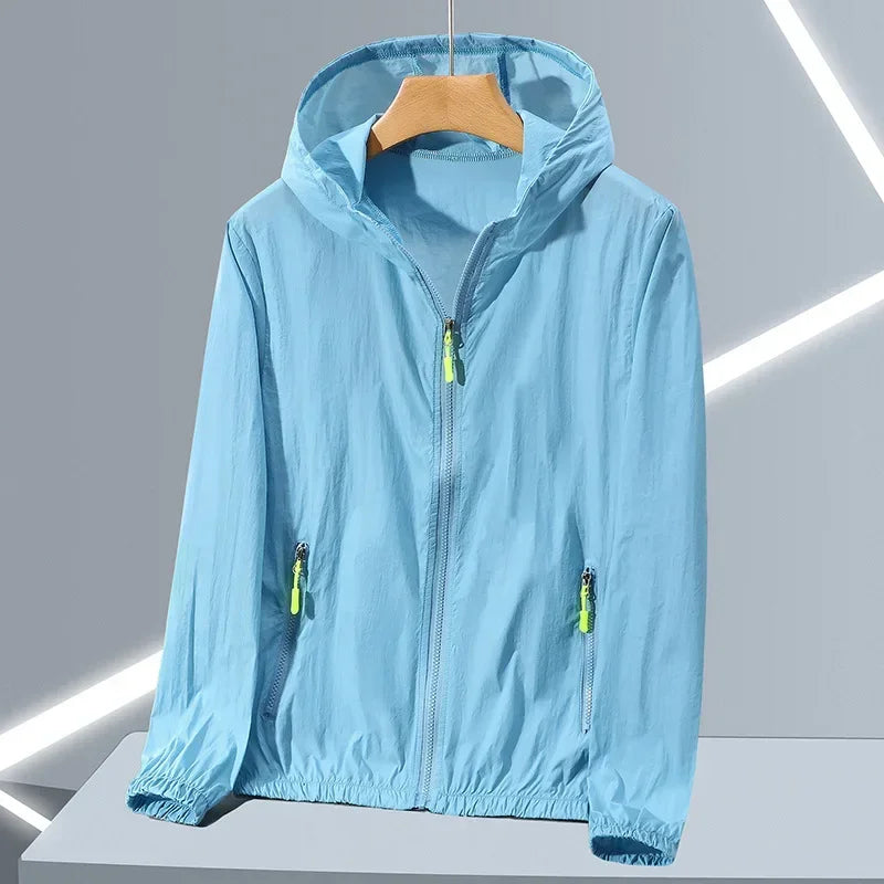 Summer Ice Silk Sun Protection Jacket for Men Couple Outdoor Sports UV Protection Skin Coats Breathable Hooded Ultrathin Jackets