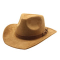 Women Men Felt Cowgirl Cowboy Hat Unisex Vintage Retro Soft Wide Brim Chamois Western Hat with Belt for Party