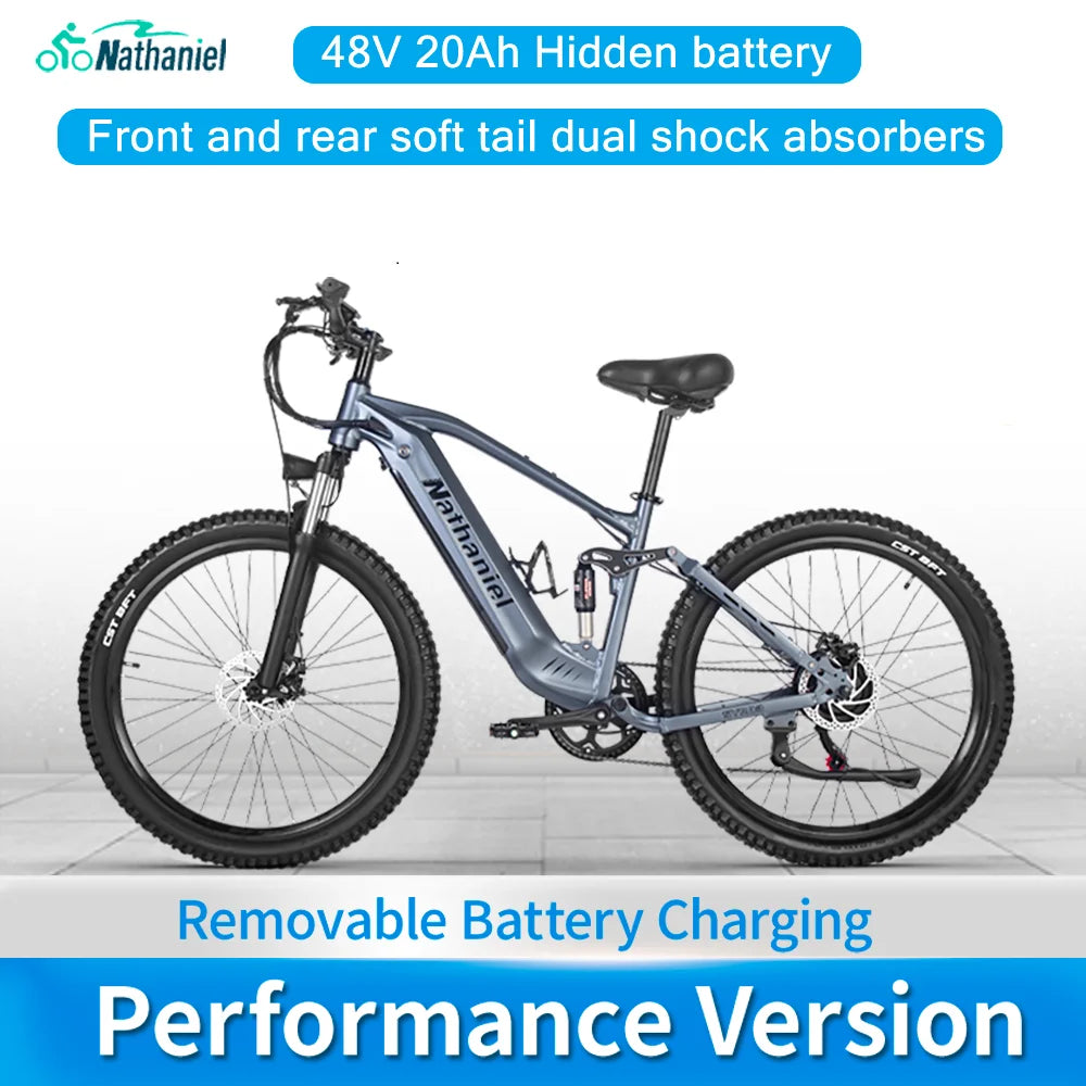 Nathaniel E-Bike,1000W Brushless Motor,27.5"Adult E-Mountain Bike,45Ah large capacity batteries,7 speed,45KM/H,Outdoor Trip Bike