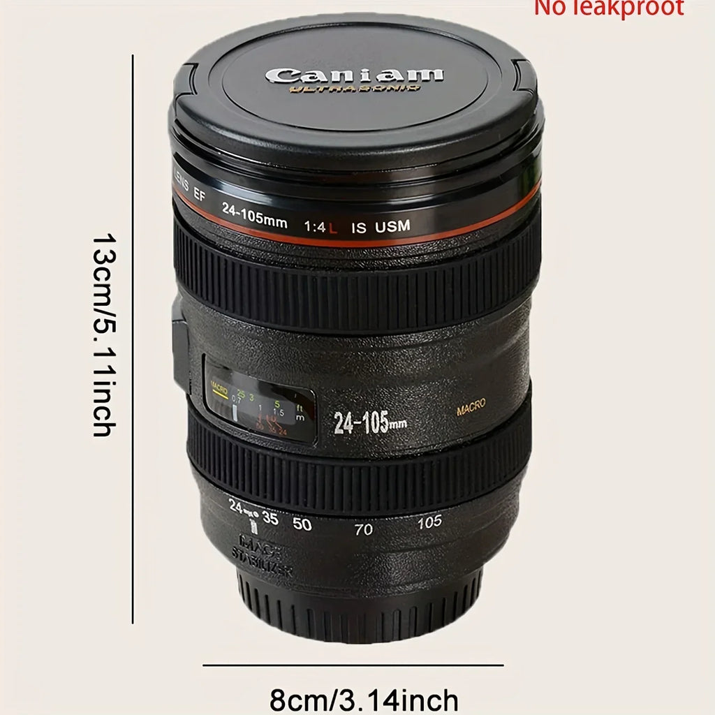 1pc Mini SLR Camera Lens Mug Plastic Coffee Mug With Keychain Portable Travel Wine Cup Stainless Steel Drinkware Creative Gift