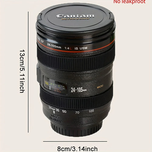 1pc Mini SLR Camera Lens Mug Plastic Coffee Mug With Keychain Portable Travel Wine Cup Stainless Steel Drinkware Creative Gift
