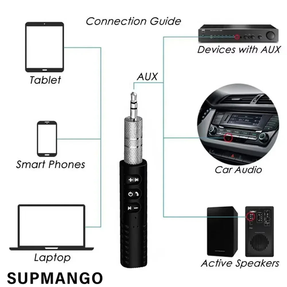 Wireless Adapter Bluetooth Compatible 5.0 Receiver Transmitter 3.5mm Jack For Car Music Audio Aux Headphone Reciever Handsfree