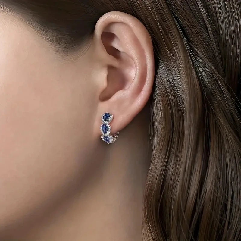 Dazzling Shiny Synthetic Gemstone Hoop Earrings - Fashion-Forward Elegant Style for Banquets & Parties - A Perfect