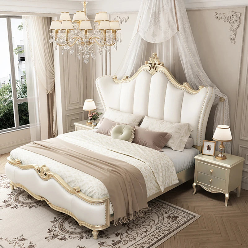 White Cream Cloud Bed Fashion Interior European Safe Sleeping Bed Floor Double Ergonomic Muebles Para El Hogar Home Furniture