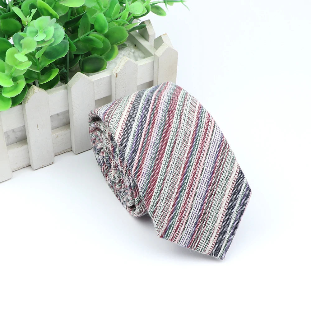 Classic Fashion Tie Men's Striped Necktie Formal Wear Business Suit Cotton Ties Male Female Skinny Slim Colourful Cravat Gifts