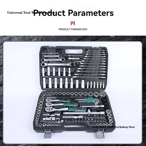 151-Piece Auto Repair Tool Set - Upgraded S2 Steel Ratchet, Pearl Nickel/Matte Chrome Finish, Comprehensive Kit for Car/Truck