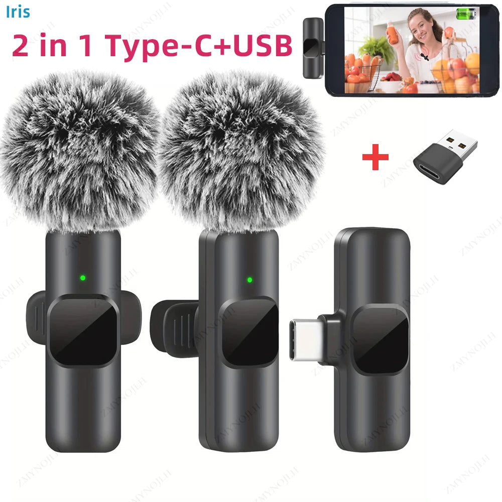 K1 Wireless Lavalier Microphone Mini Audio Video Recording Mic For iPhone Android Laptop Live Gaming Mobile Phone Microphone