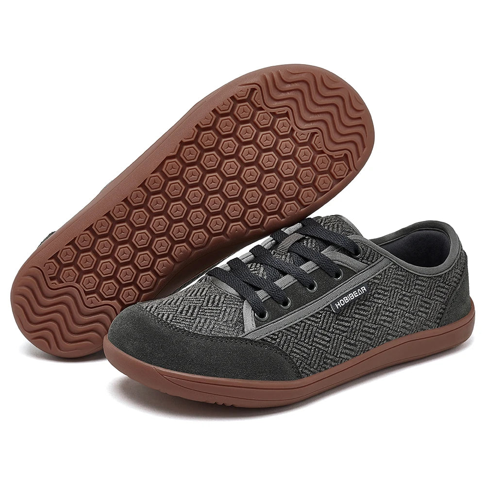 HOBIBEAR Barefoot Shoes Mens Womens | Zero Drop | Wide Toe | Minimalist Cowhide Leather Lace Up Fashion Sneakers