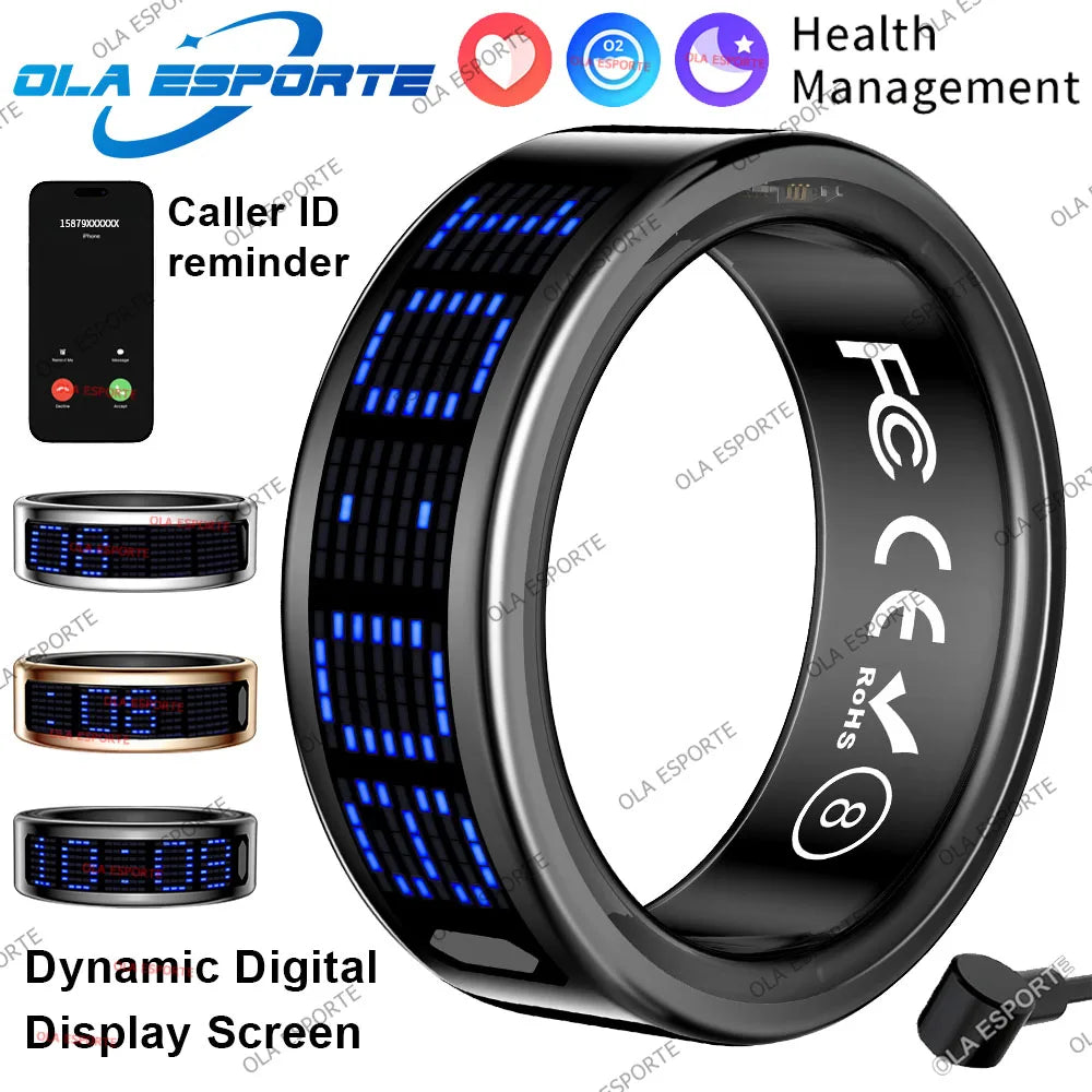 Health Smart Ring Heart Rate Sleep Monitoring Touch Display Screen Pedometer Multiple Exercise Modes Multi-Function Fashion Ring