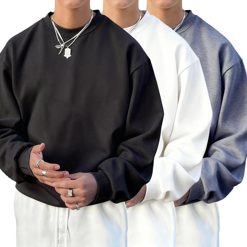Man'S Fleece Autumn Top Street All-Match Pullovers Comfortable Basics Sweatshirts Sport Casual Sportswears Daily Soft Clothing