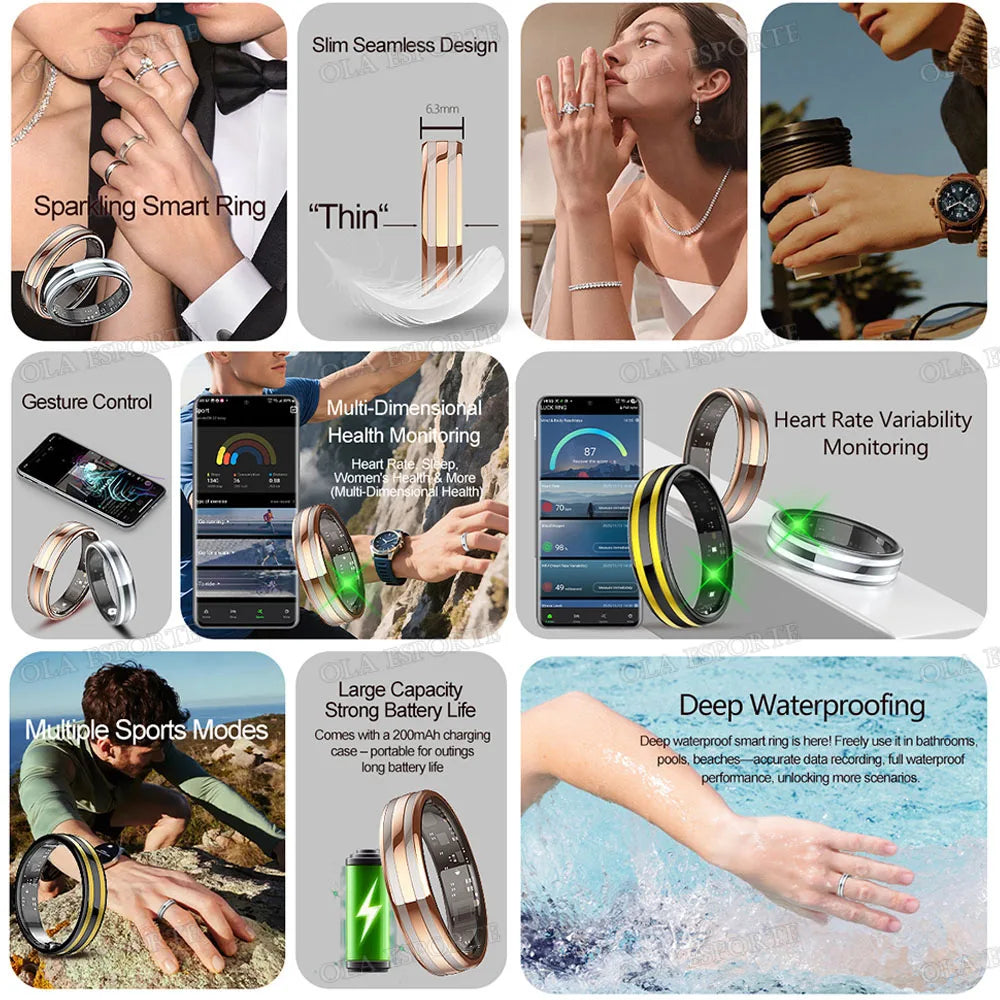 Gesture Sensing Smart Ring Health Monitor Smart Ring Outdoor Waterproof Ring Real HRV Monitor Heart Rate Blood Oxygen Sport Ring