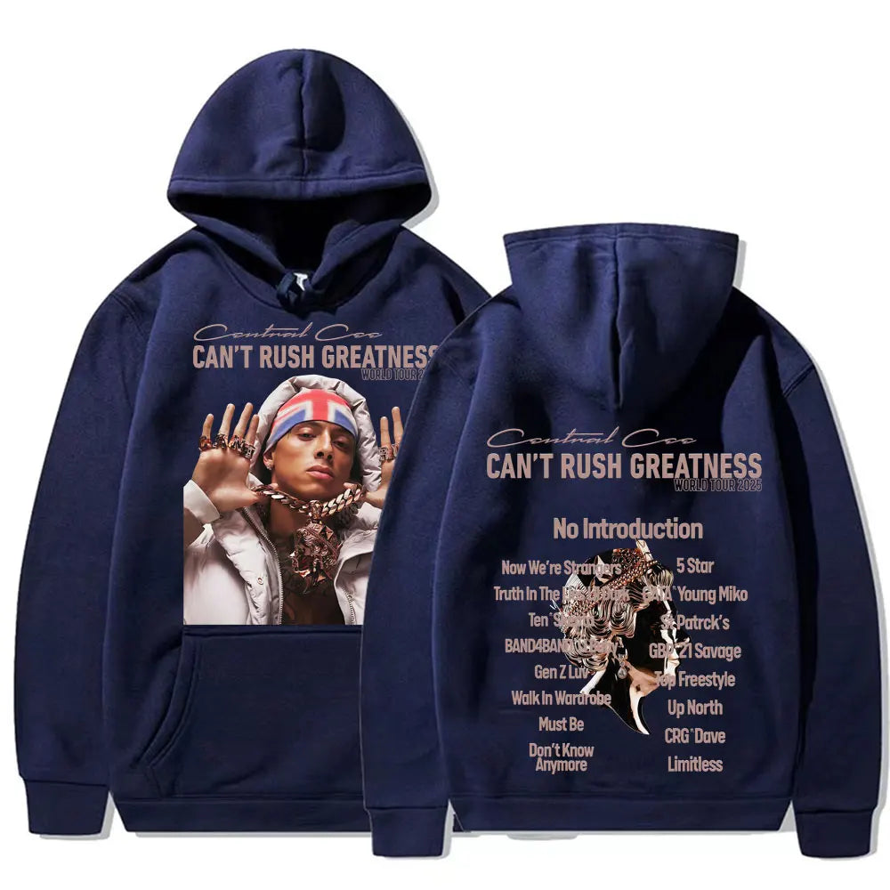 Central Cee “Can’t Rush Greatness” World Tour 2025 Concert Hoodies Mens Fashion Hip Hop Pop Music Oversized Pullover Sweatshirts