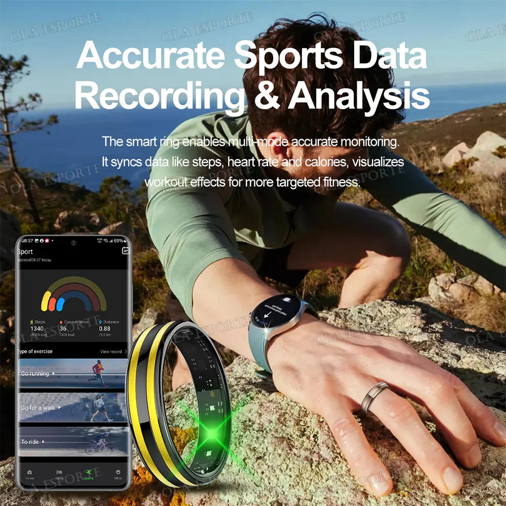 Gesture Sensing Smart Ring Health Monitor Smart Ring Outdoor Waterproof Ring Real HRV Monitor Heart Rate Blood Oxygen Sport Ring