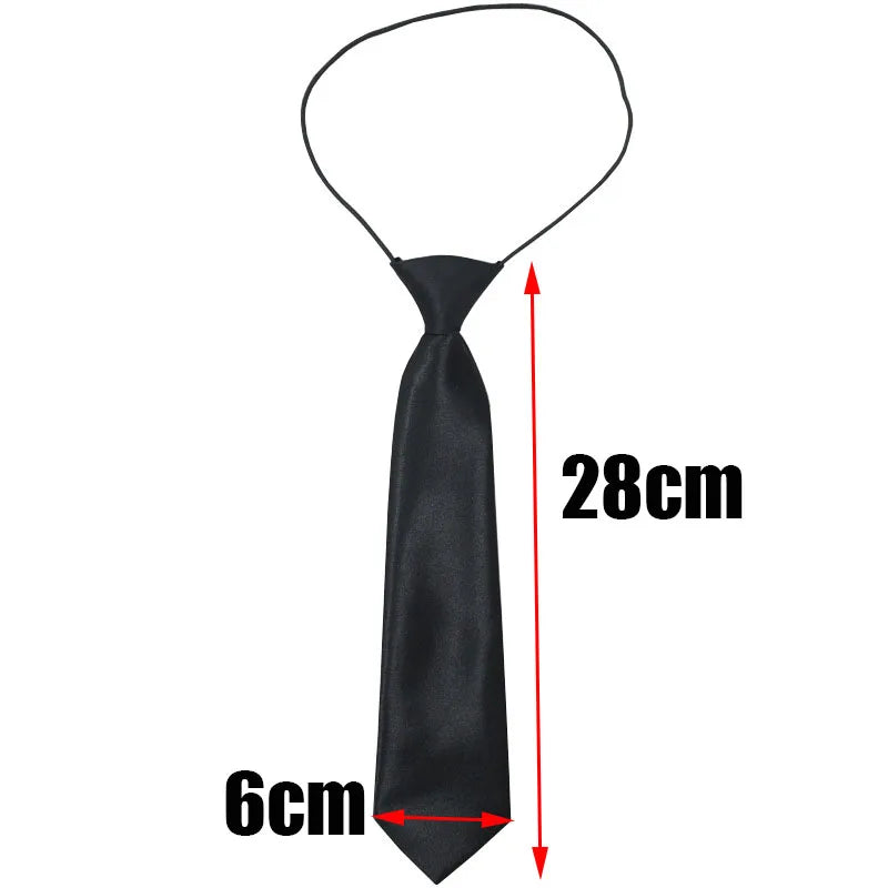 Unisex Black Simple Clip on Tie Security Tie Uniform Shirt Suit Neckties Steward Matte Funeral Lazy Neck Ties Men Women Students