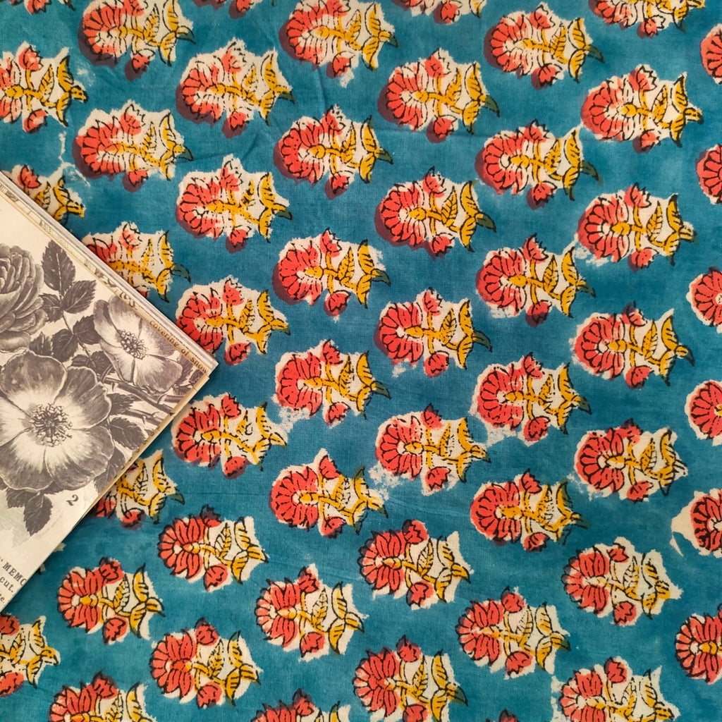 Indian Cotton Fabric Handcrafted Indian Dressmaking Material Hand Block Print Floral cotton fabrics for sewing