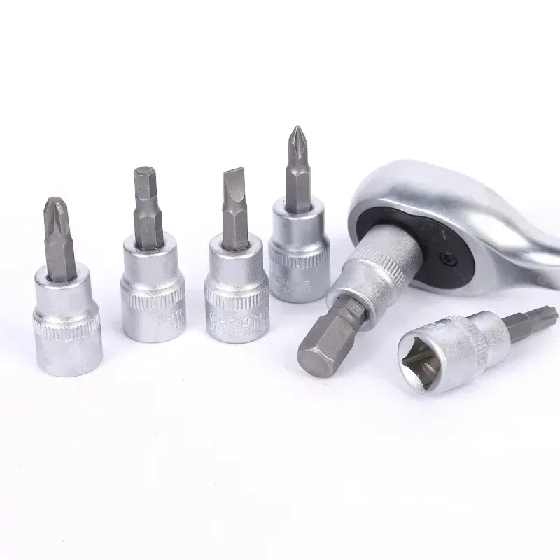 Upgrade 151 Piece Set Of Automotive Repair PC Tool Combination With Upgraded S2 Ratchet, Pearl Nickel Matte Mirror Surface Optio